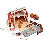 Wooden Farm Play House Set Children Early Learning Cognitive Wooden Toys Farmer And Barn Animals Play Set